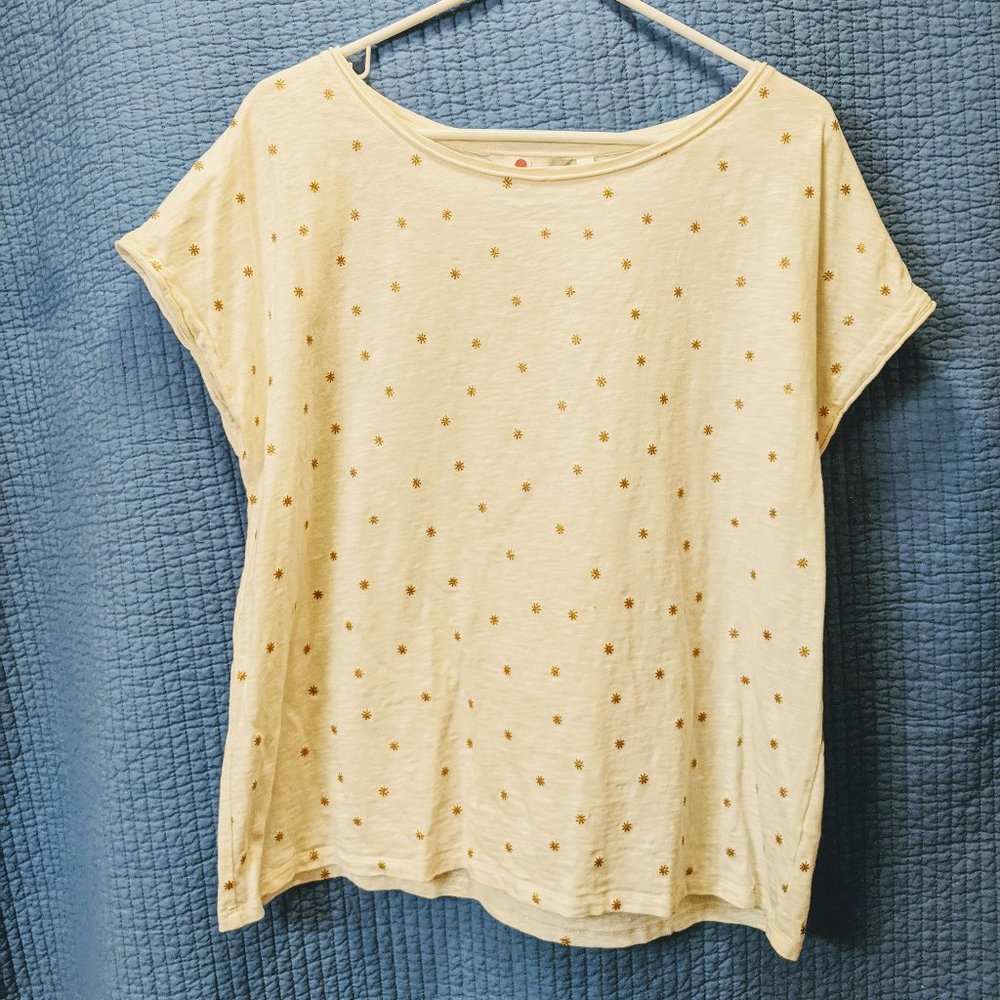 Boden Cream & Gold Star T Shirt